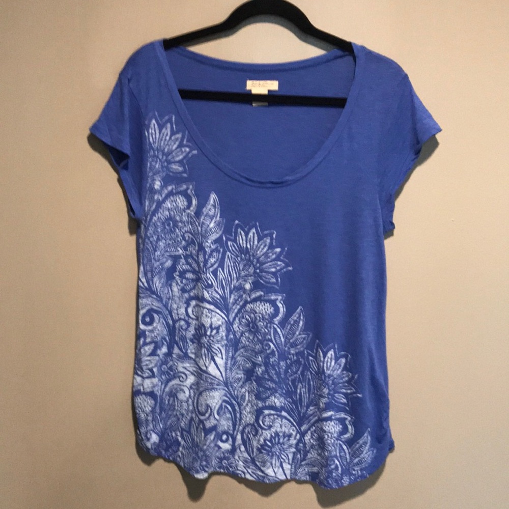 Blue Floral Print Shirt by Lucky Brand